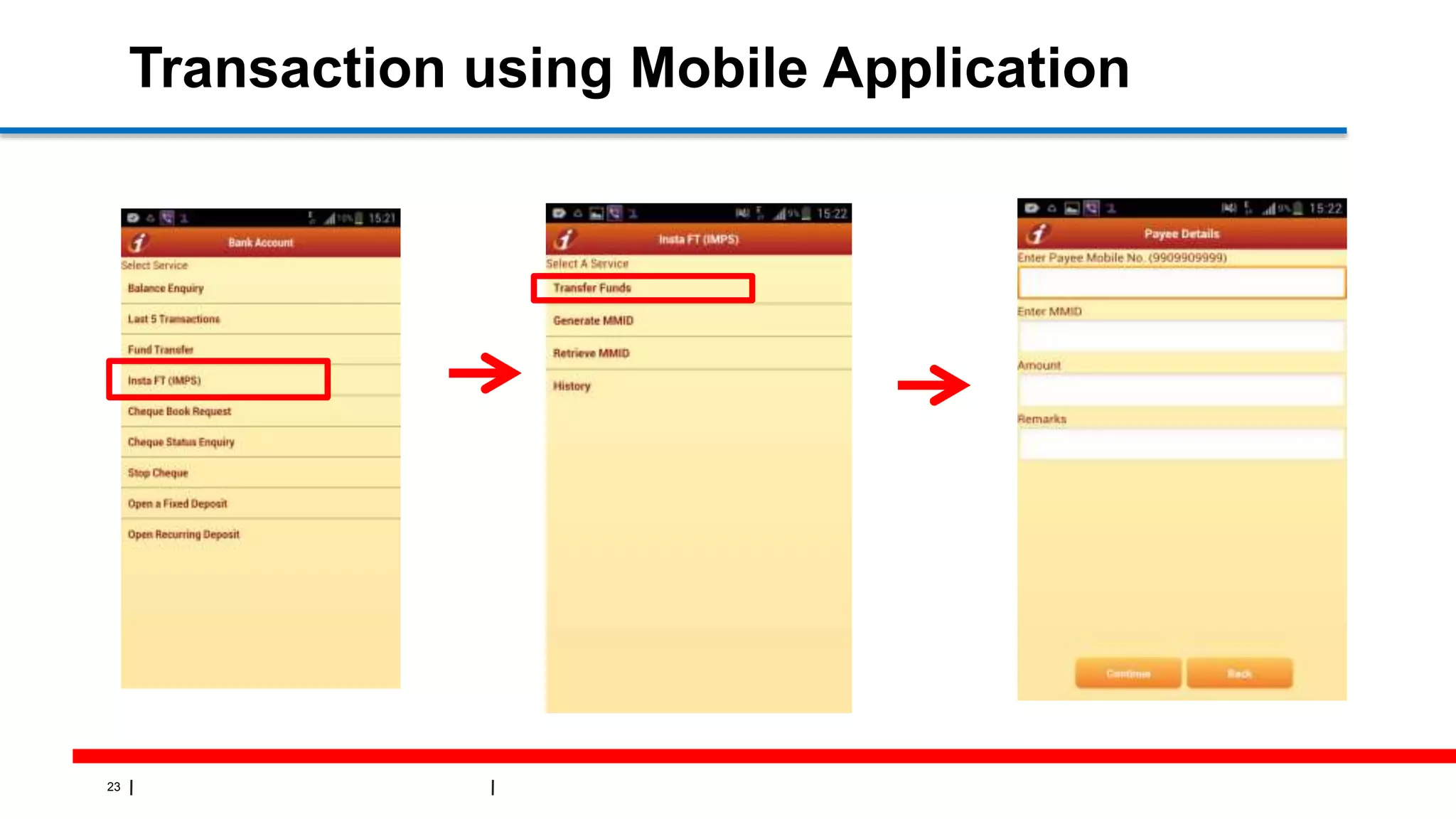 23
Transaction using Mobile Application
 