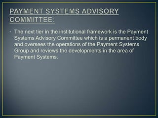 Current Online Payment SystemsCredit cards are dominant form of online payment,accounting for around 80% of online payments in2002New forms of electronic payment include:Digital cashOnline stored value systemsDigital accumulating balance payment systemsDigital credit accountsDigital checking