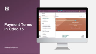 Payment Terms
in Odoo 15
www.cybrosys.com
 