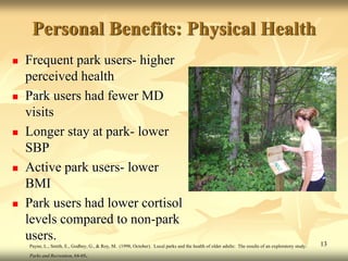 Community and Environmental Benefits of Parks and Recreation | PDF