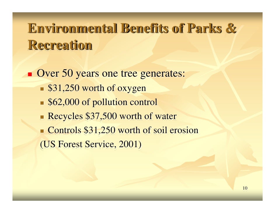 Community and Environmental Benefits of Parks and Recreation
