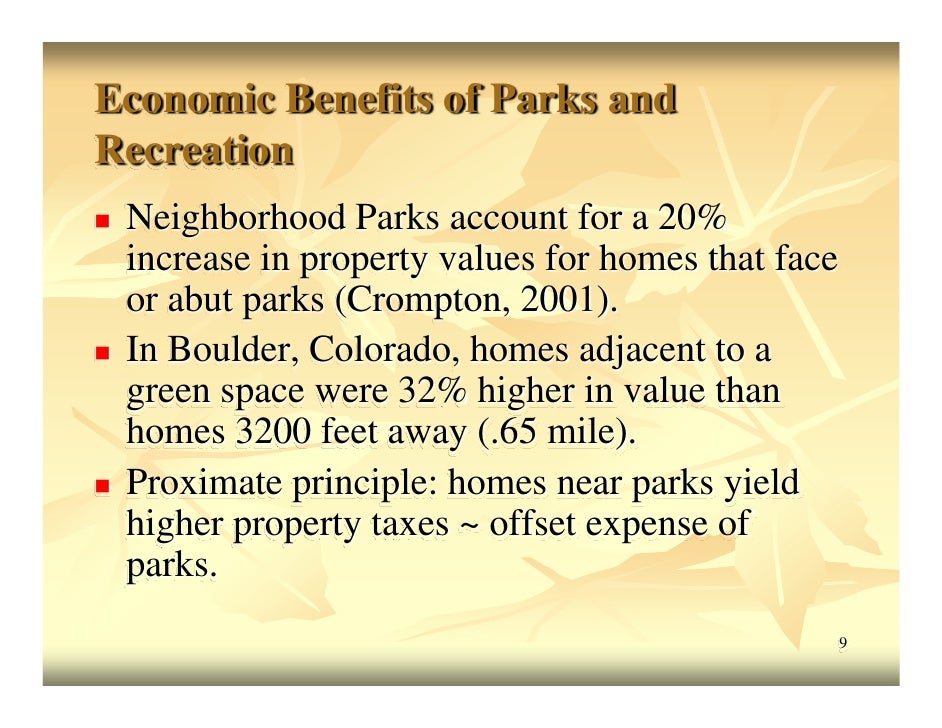 Community and Environmental Benefits of Parks and Recreation