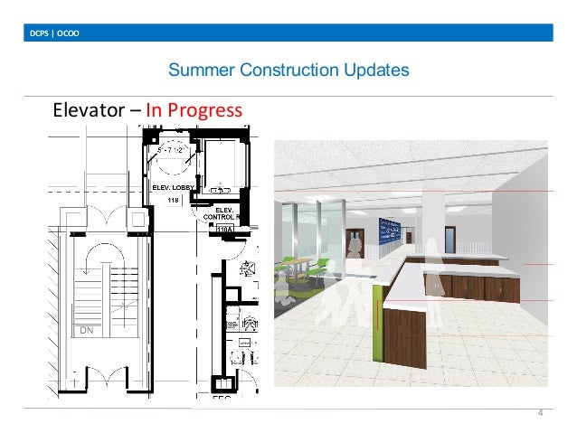 Summer Construction Updates
DCPS	
  |	
  OCOO	
  
4	
  
Elevator	
  –	
  In	
  Progress	
  
	
  	
  
	
  	
  	
  	
  	
  
...