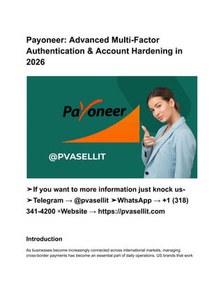 Payoneer_ Advanced Multi-Factor Authentication & Account Hardening in ...