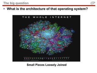 The big question
 What is the architecture of that operating system?




              Small Pieces Loosely Joined
 
