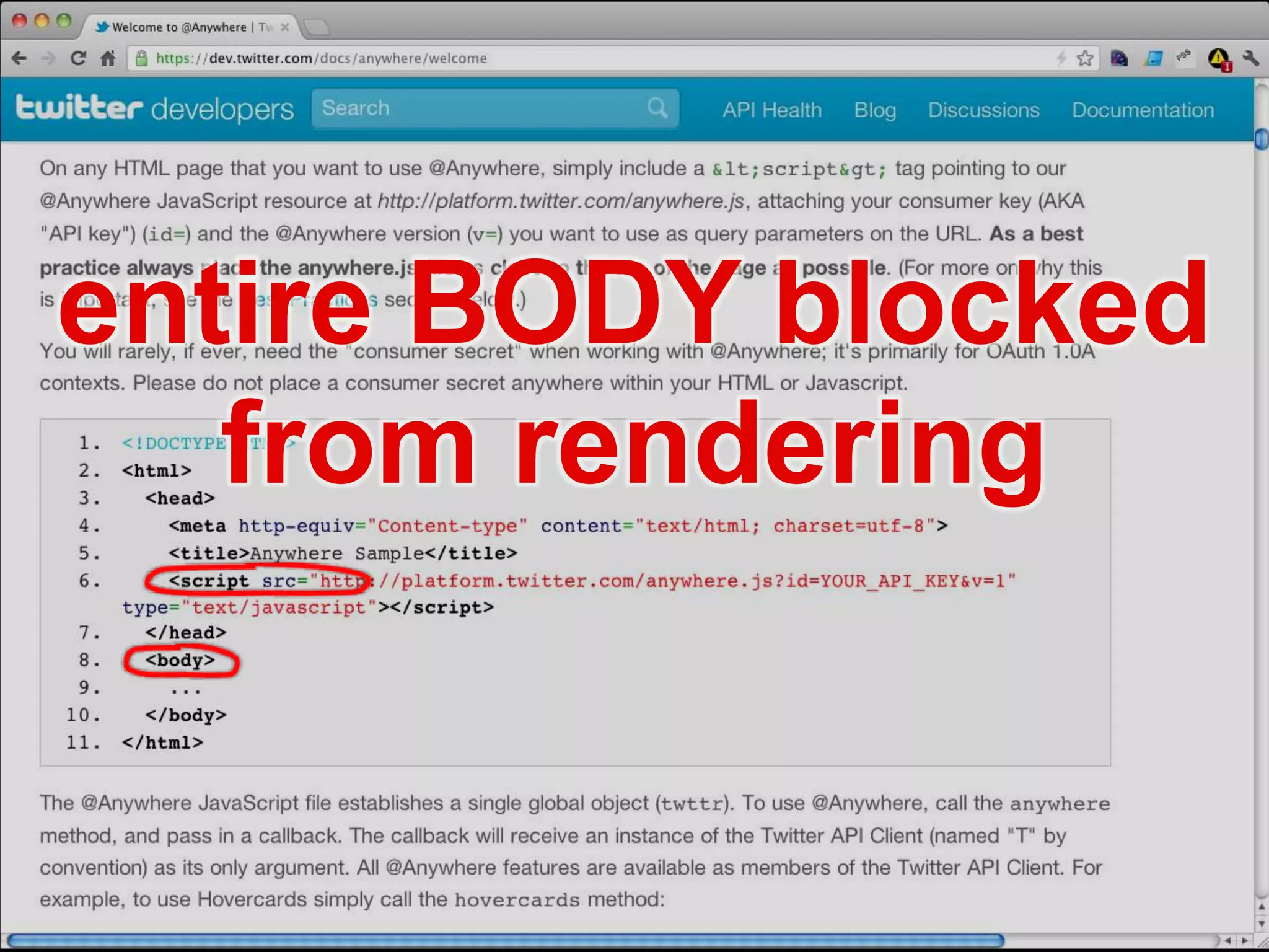 entire BODY blocked
   from rendering
 