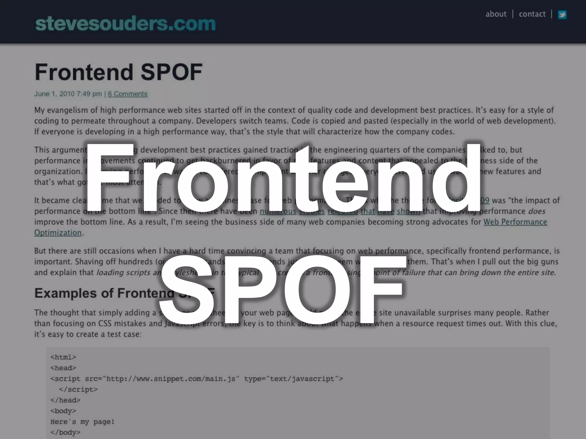 Frontend
 SPOF
 