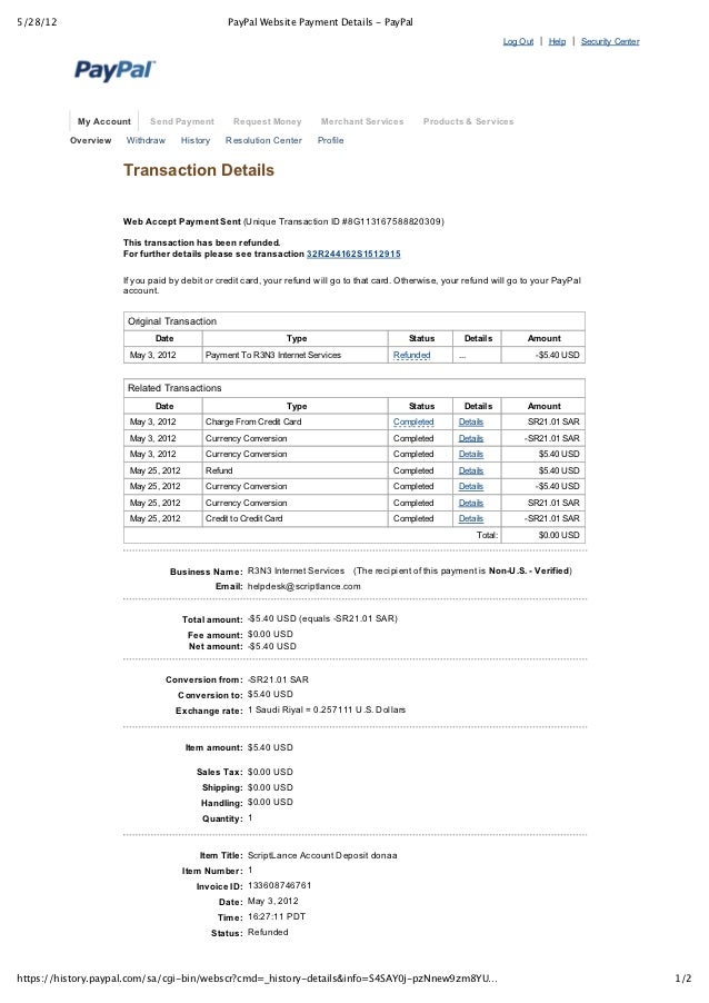 Pay Pal Website Payment Details Paypal
