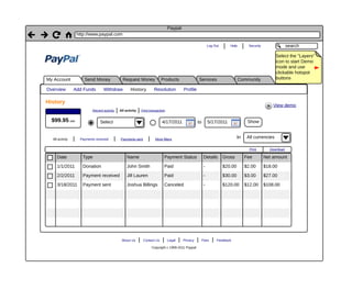 Paypal wireframe