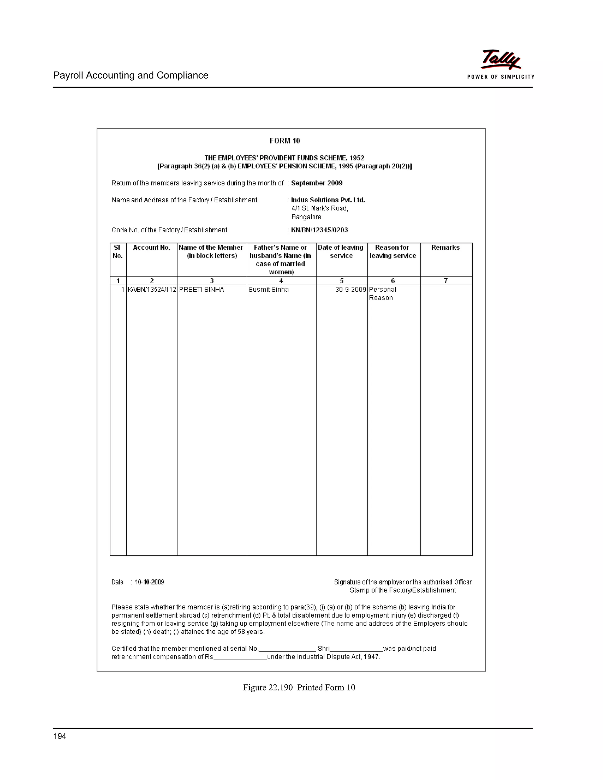 Payroll Accounting and Compliance
194
Figure 22.190 Printed Form 10
 