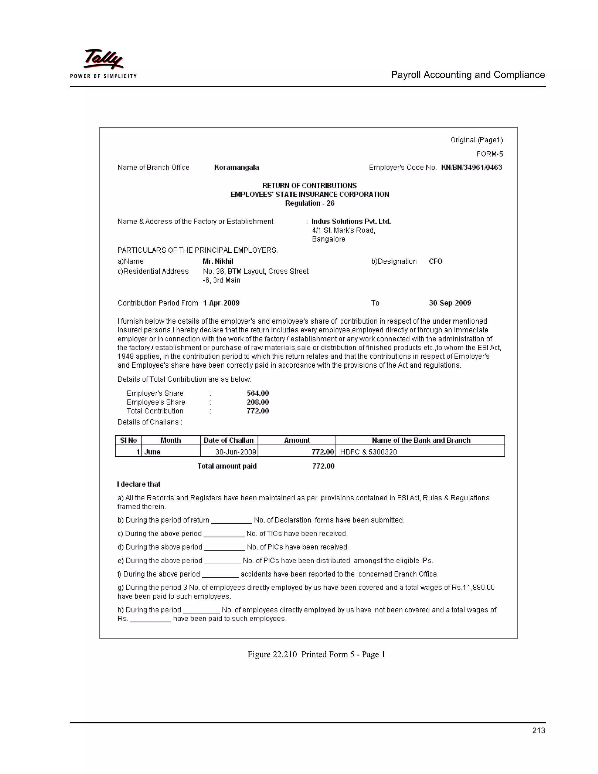 Payroll Accounting and Compliance
213
Figure 22.210 Printed Form 5 - Page 1
 