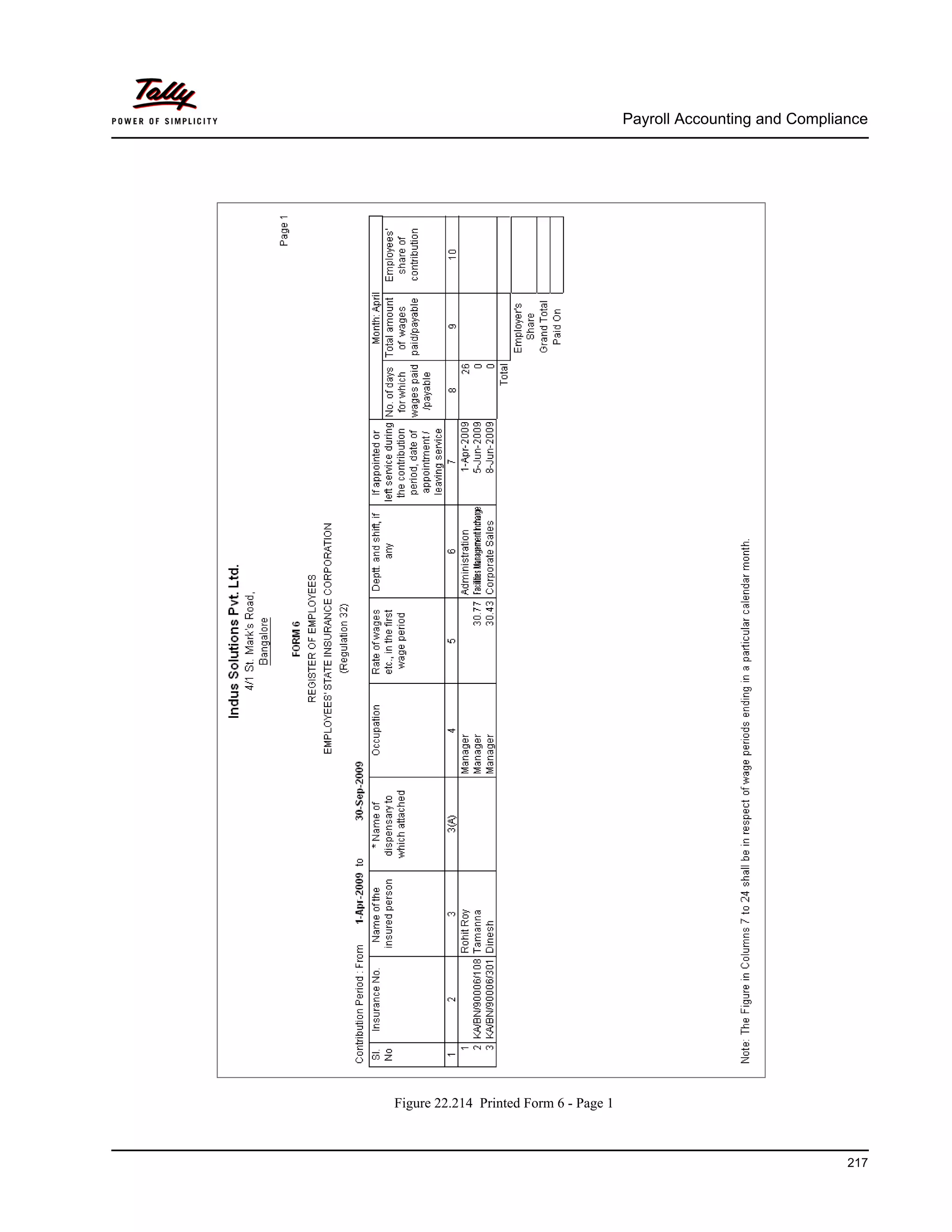 Payroll Accounting and Compliance
217
Figure 22.214 Printed Form 6 - Page 1
 