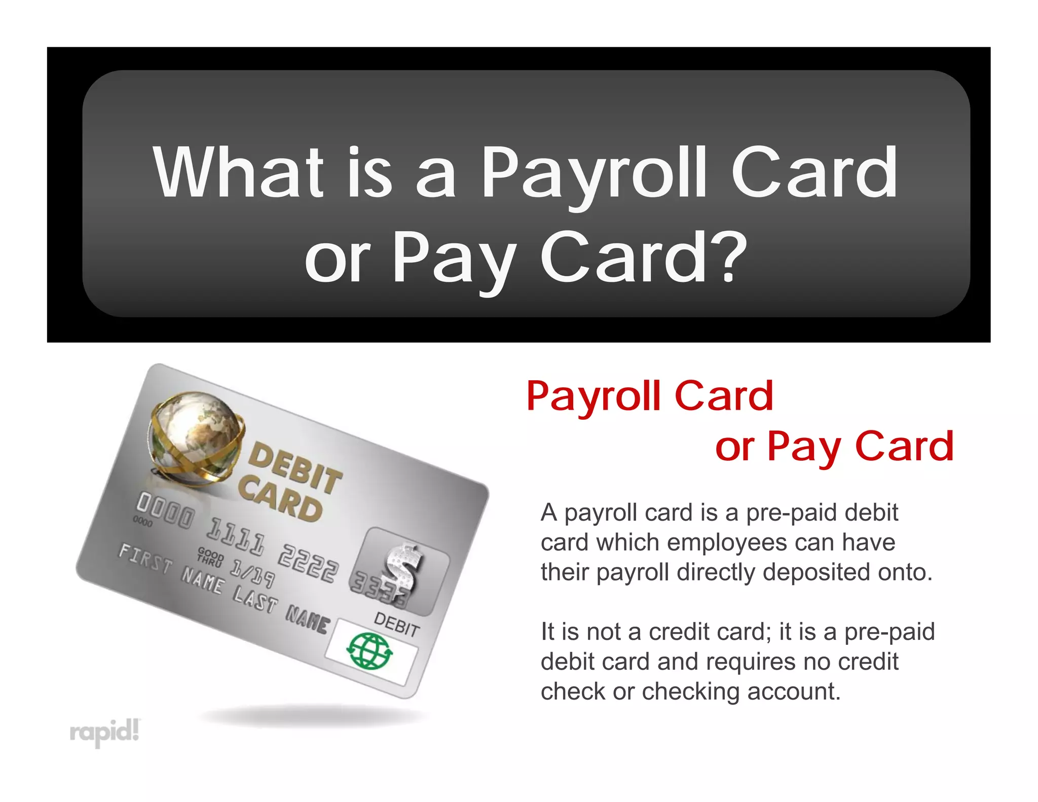 The Basics of Paycards / Payroll Cards | PDF