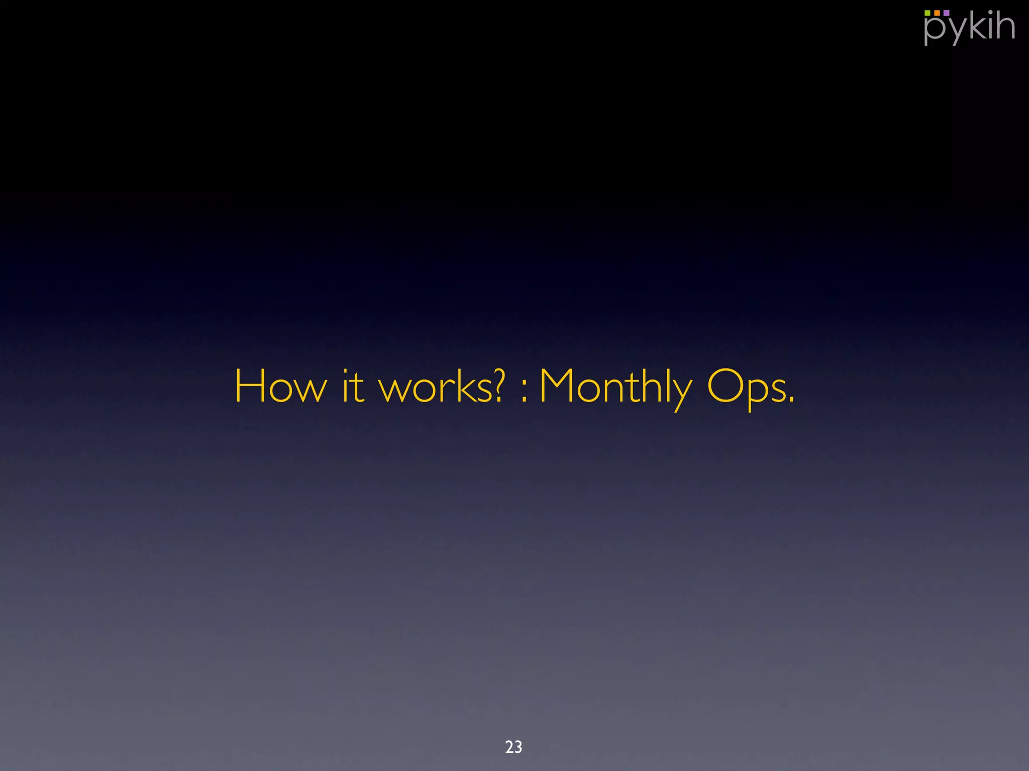 How it works? : Monthly Ops.
23
 