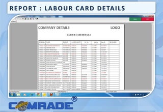 REPORT : LABOUR CARD DETAILS
 