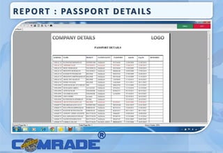 REPORT : PASSPORT DETAILS
 