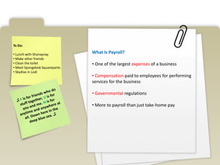 What Is Payroll? One of the largest expenses of a business