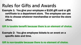  Within 6 days of date of termination if employee quits.
 Within 2 days if terminated.
 Must provide written statement of wages:
• Amount of gross vacation pay and
• Gross termination or severance pay,
• Along with how amounts were calculated.
Employment records must be retained for 2 years.
Payment of Wages on Termination
 