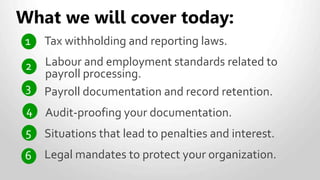 Time Sucks:
1 Doing things twice.
2
3
4
5
Accurately tracking accruals.
Staying current and managing information.
Maintaining complete documentation.
Monitoring benefits and allowances.
 