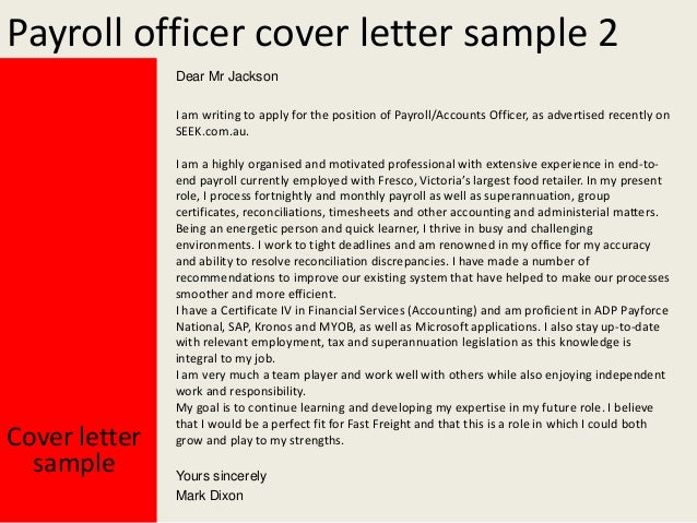 Payroll Officer Cover Letter