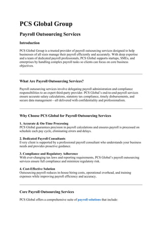 Payroll Outsourcing Services for Startups | PDF