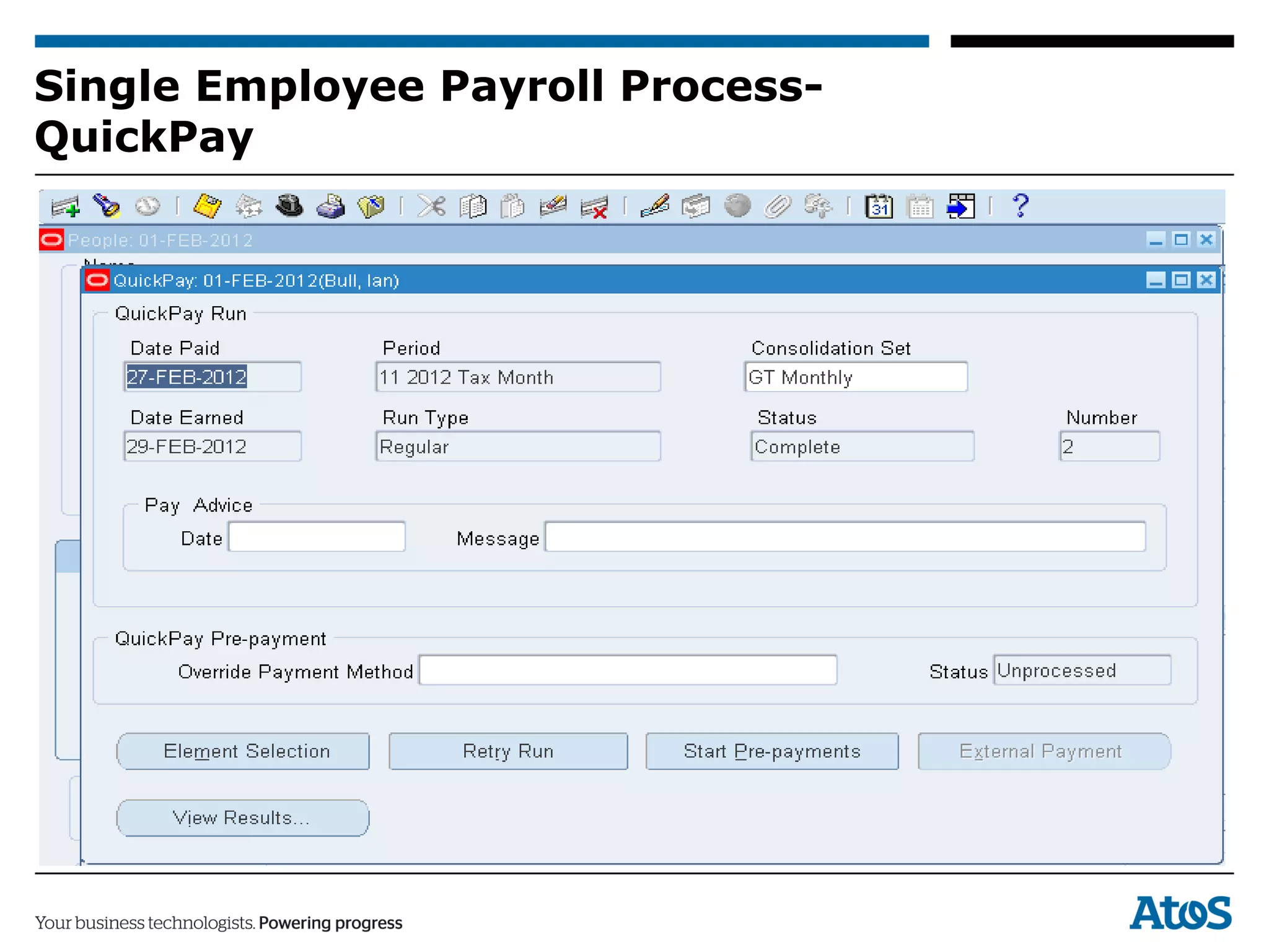 Single Employee Payroll Process-
QuickPay
 