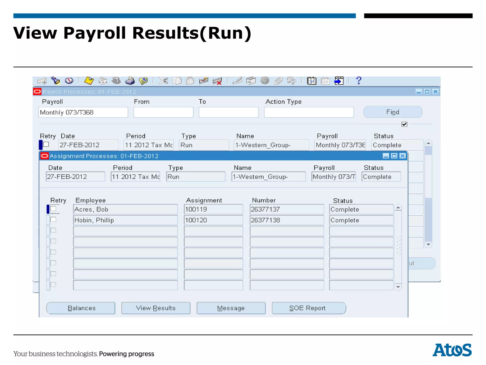View Payroll Results(Run)
 