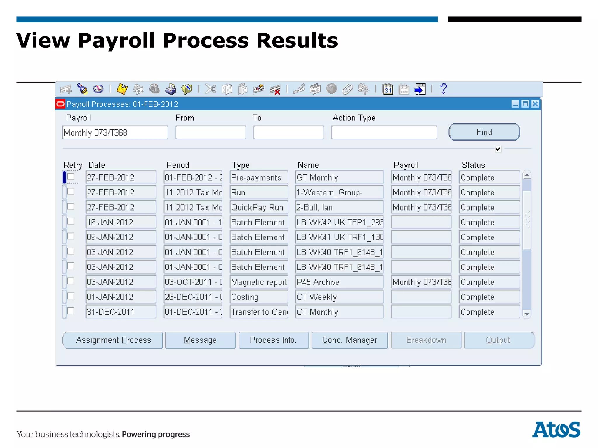 View Payroll Process Results
 