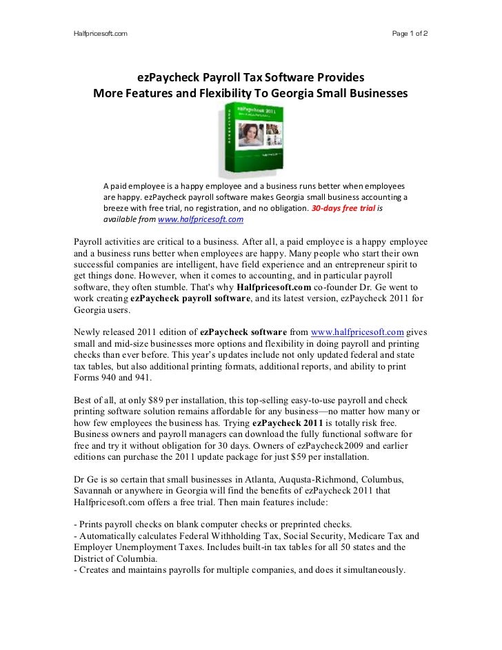 EzPaycheck Payroll And Check Printing Software Provides More