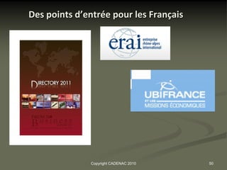 Des points d’entrée pour les Français




              Copyright CADENAC 2010    50
 