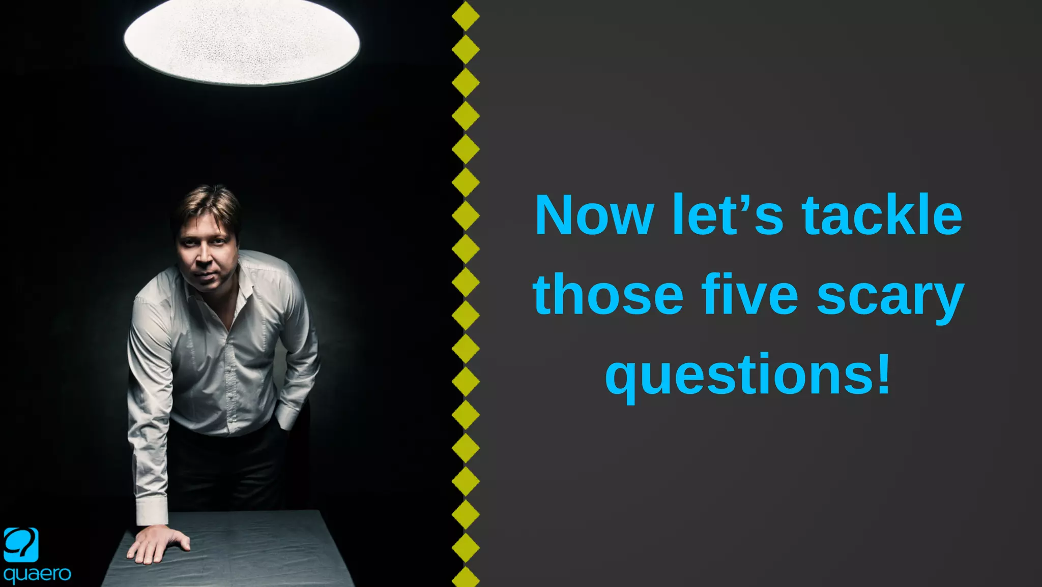 Now let’s tackle
those five scary
questions!
 