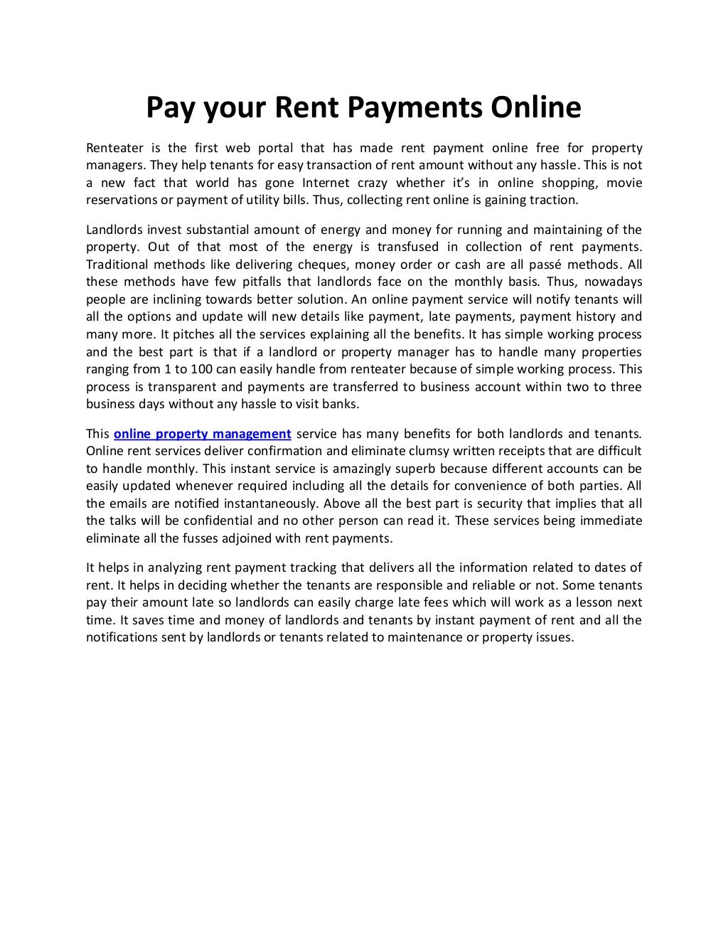 Pay your Rent Payments Online