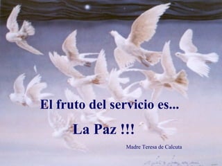 El fruto del servicio es... La Paz !!! Madre Teresa de Calcuta 