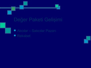 Değer Paketi Gelişimi
 Alıcılar – Satıcılar Pazarı
 Rekabet
 