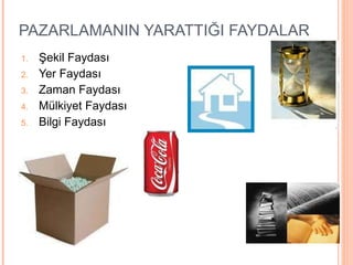 Şekil Faydası Yer Faydası Zaman Faydası Mülkiyet Faydası Bilgi Faydası  PAZARLAMANIN YARATTIĞI FAYDALAR 