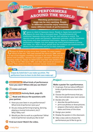 1
4
7
10
2
5
8
11
3
6
9
12
2.7KHQZH
QHHGWR«
1 6.10
Look and match. Then listen,
check and repeat.
4 Look at the grammar table. Then
read and circle the correct options to
complete the rules.
Grammar
should/shouldn’t, must/mustn’t,
need to / don’t need to
I
You
+H6KH
We
They
should WDNHVRPHPHGLFLQH
shouldn’t HDWWRRPXFKVXJDU
must GRKRPHZRUN
mustn’t EHODWHWRVFKRRO
need/needs to JHWVRPHKHOS
don’t/doesn’t
need to
ZDLWIRUDQRQH
EUHDNRXUDUP FXWRXUĬ
QJHU
EXUQRXUKDQG KXUWRXUDQNOH
NHHSZDUP NHHSFRRO KDYHDSDLQ
WDNHPHGLFLQH IDOORYHU1 KDYHDQDFFLGHQW
FDOODQDPEXODQFH OLHGRZQ
We use must and need to when it is / isn’t
QHFHVVDUWKDWRXGRVRPHWKLQJ
We use mustn’t when it is / isn’tQHFHVVDU
WKDWRXGR127GRVRPHWKLQJ
We use don’t need to when it is / isn’t
QHFHVVDUWKDWRXGRVRPHWKLQJ
We use should and shouldn’t / mustn’t to
JLYHDGYLFHRURSLQLRQV
5 6.11
Listen to an interview. How
important are these things when you
ZDQWWRNHHSVDIHRXWGRRUV3XWWKH
things in order.
Ĭ
QGIRRG PDNHDVKHOWHU Ĭ
QGZDWHU
PDNHDĬ
UH EUHDWKHVORZO
6 Imagine you and your partner
are lost in a forest. Discuss what you
should do.
2 Read the story in Lesson 4 again.
Underline the words from Activity 1
in the story.
3 Read the story again. Circle the
correct words.
1 We should/must/need toJREDFN
2 We should/must/need to EHTXLFN
3 You shouldn’t/mustn’t/don’t need to
PRYH
4 We should /must/need to JHWKHOS
5 You should/must/need toZDLW
6 I shouldn’t/mustn’t/don’t need toFDOO
)LUVWZHPXVWEUHDWKH
VORZODQGWKLQNFOHDUO
77
6
Vocabulary and Grammar
Lesson 5
seventy-seven
5 3
4
2
1
 
