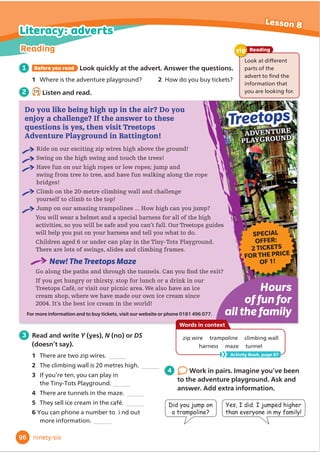 'RRXVWLOOKDYH
DKHDGDFKH
+DYHRXFXW
RXUIRRW
+DYHRXKXUW
RXUOHJ
$UHRXIHHOLQJEHWWHUQRZ
HVWKDQNV0XFKEHWWHU
+RZŔVRXUKDQG
,WŔV2.QRZWKDQNV,KDYHQŔW
EURNHQLW
That’s good! Have you seen the
GRFWRU
HV,ZHQWWKLVDIWHUQRRQ6KHSXW
WKLVEDQGDJHRQLW
*UHDW2K+DYHRXKXUWRXU
Ĭ
QJHU
HV,EXUQHGLWRQWKHRYHQ
Oh dear!
+RZDERXWRX'RRXVWLOOKDYH
DVWRPDFKDFKH
1R,ŔPĬ
QHQRZ,WRRNVRPH
PHGLFLQH
*UHDW/HWŔVSOD
1 6.15
Listen and read. Answer the questions.
1 :KLFKWZRERGSDUWVKDVWKHJLUOKXUW
2 :KGLGWKHERWDNHVRPHPHGLFLQH
2  5HDGWKHGLDORJXHDJDLQ)LQGĬ
YHTXHVWLRQV
that use language from the Say it! box.
3 Act out new dialogues with your
partner. Use questions from the Say it! box.
4 6.16
Listen and read. Listen carefully to the coloured words. Then listen again
and repeat.
Pronunciation
+RZ·VRXUEDFN
$UHRXIHHOLQJEHWWHU
+DYHRXKXUWRXUKHDG
+RZ·VRXUKHDG
'RRXVWLOOKDYHDFROG
+DYHRXVHHQWKHGRFWRU
+DYHRXEURNHQRXUOHJ $UHRXJRLQJKRPH)UHG
79
6
Lesson 7
seventy-nine
English in action
Asking about injuries and illnesses
Asking about injuries and illnesses:
$UHRXIHHOLQJEHWWHUQRZ
'RRXVWLOO 