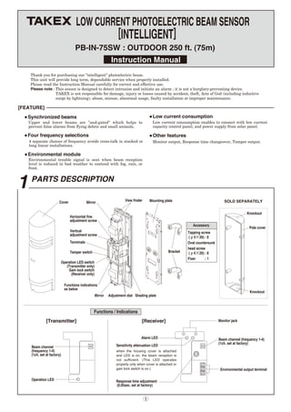 Takex PB-IN-75SW Instruction Manual