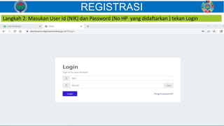 REGISTRASI
Langkah 2: Masukan User Id (NIK) dan Password (No HP yang didaftarkan ) tekan Login
I
A
Z
 
