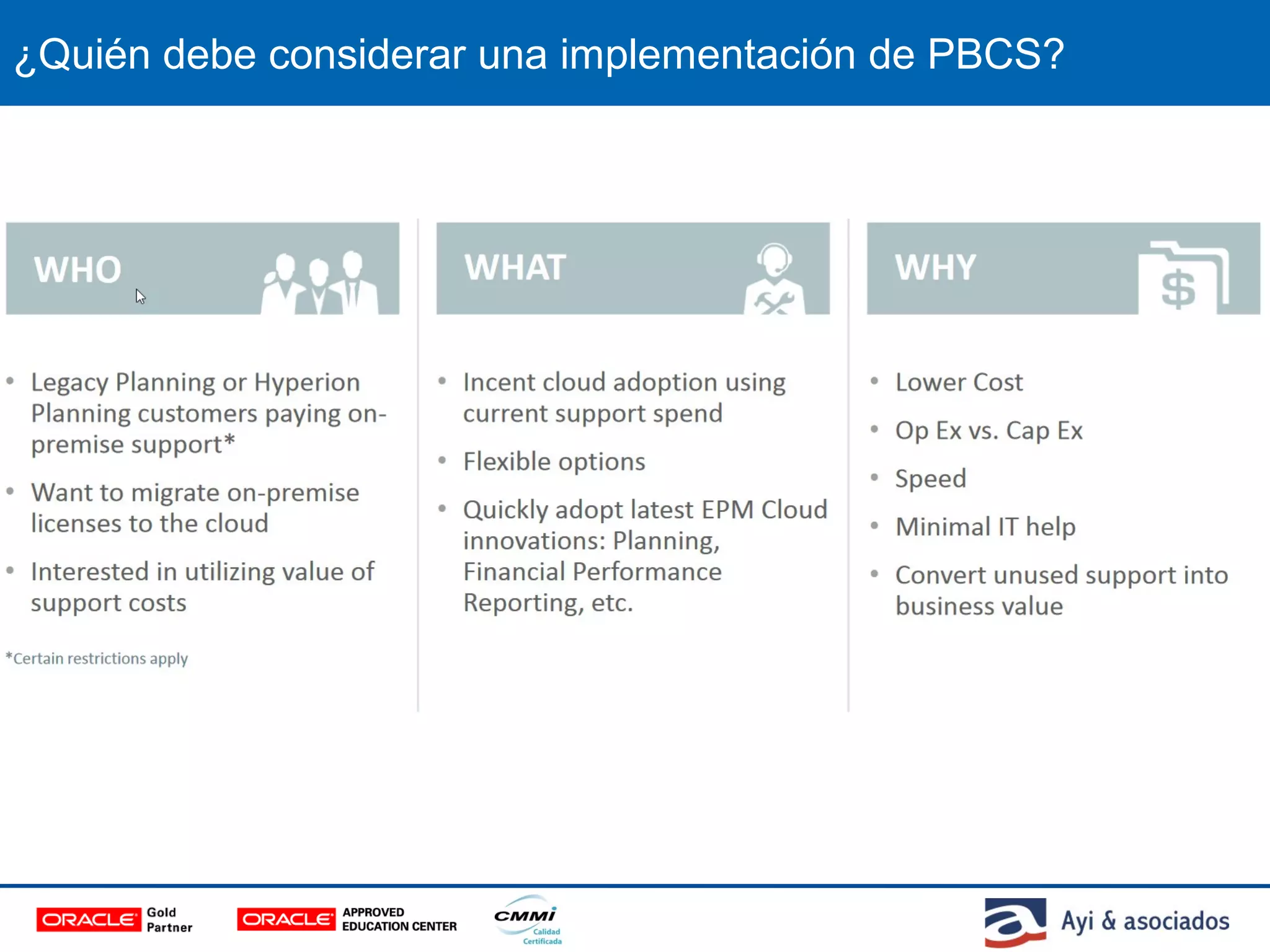 ¿Quién debe considerar una implementación de PBCS?
 