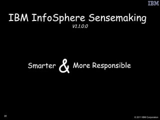 IBM InfoSphere Sensemaking   V1.1.0.0 Smarter More Responsible & 