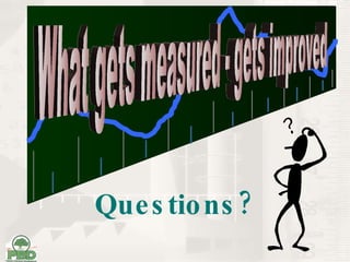 Questions? What gets measured - gets improved 