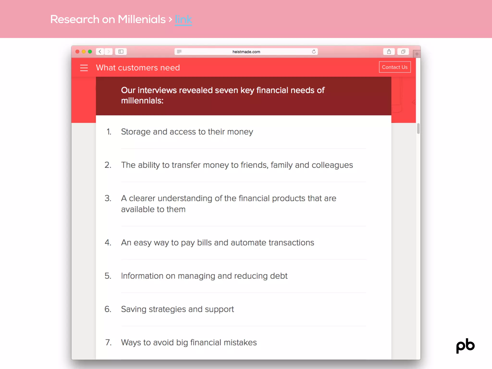 Research on Millenials > link
 