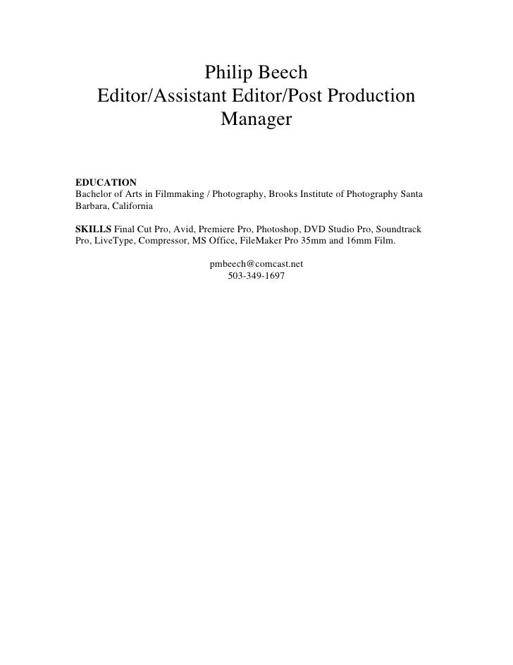 production editor resume