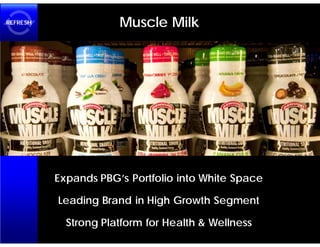 REFRESH               Muscle Milk




          Expands PBG’s Portfolio into White Space

          Leading Brand in High Growth Segment

            Strong Platform for Health & Wellness
 