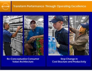 RETHINK   Transform Performance Through Operating Excellence




    Re-Conceptualize Consumer               Step Change in
        Value Architecture          Cost Structure and Productivity
 