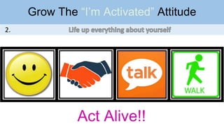 Grow The “I’m Activated” Attitude
2.
Act Alive!!
 