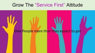 Grow The “Service First” Attitude
Give People more than they expect to get
 