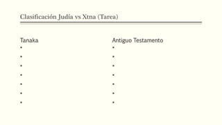 Clasificación Judía vs Xtna (Tarea) 
Tanaka 
 
 
 
 
 
 
 
Antiguo Testamento 
 
 
 
 
 
 
 
 