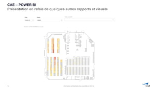 Information confidentielle et/ou propriété de CAE inc.
CAE – POWER BI
Présentation en rafale de quelques autres rapports et visuels
12
 